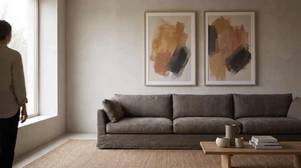 Wie stimmt man ein Wandbild auf Sofa und Teppich ab?