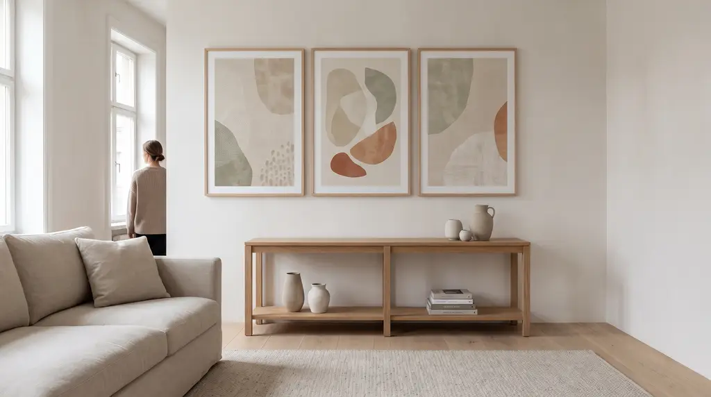 Wie man ein Triptychon aufhängt: Perfekte Abstände und Höhe an der Wand