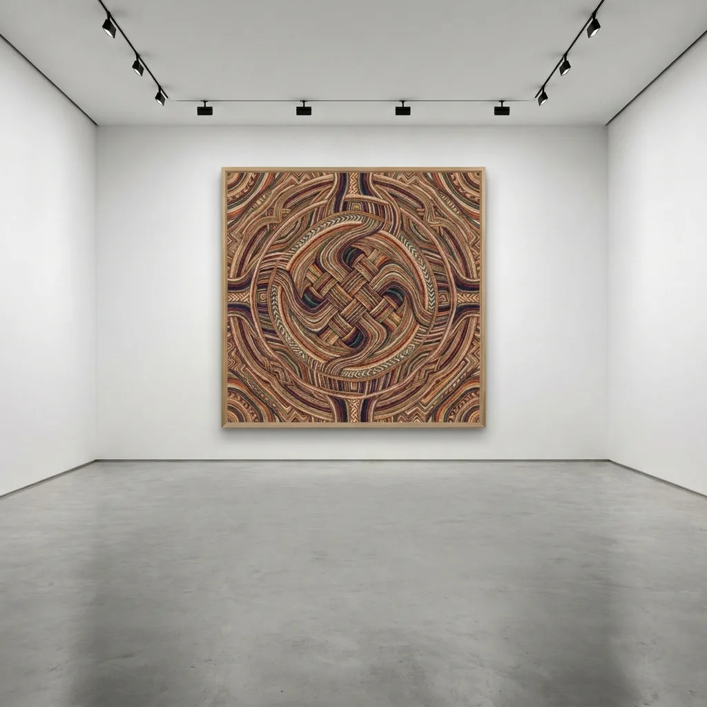 Labyrinth of Weaves stain — in a room