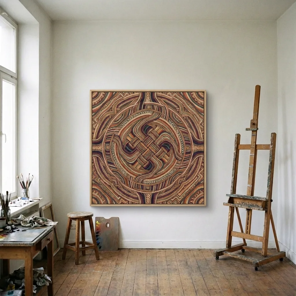 Labyrinth of Weaves stain — in a room