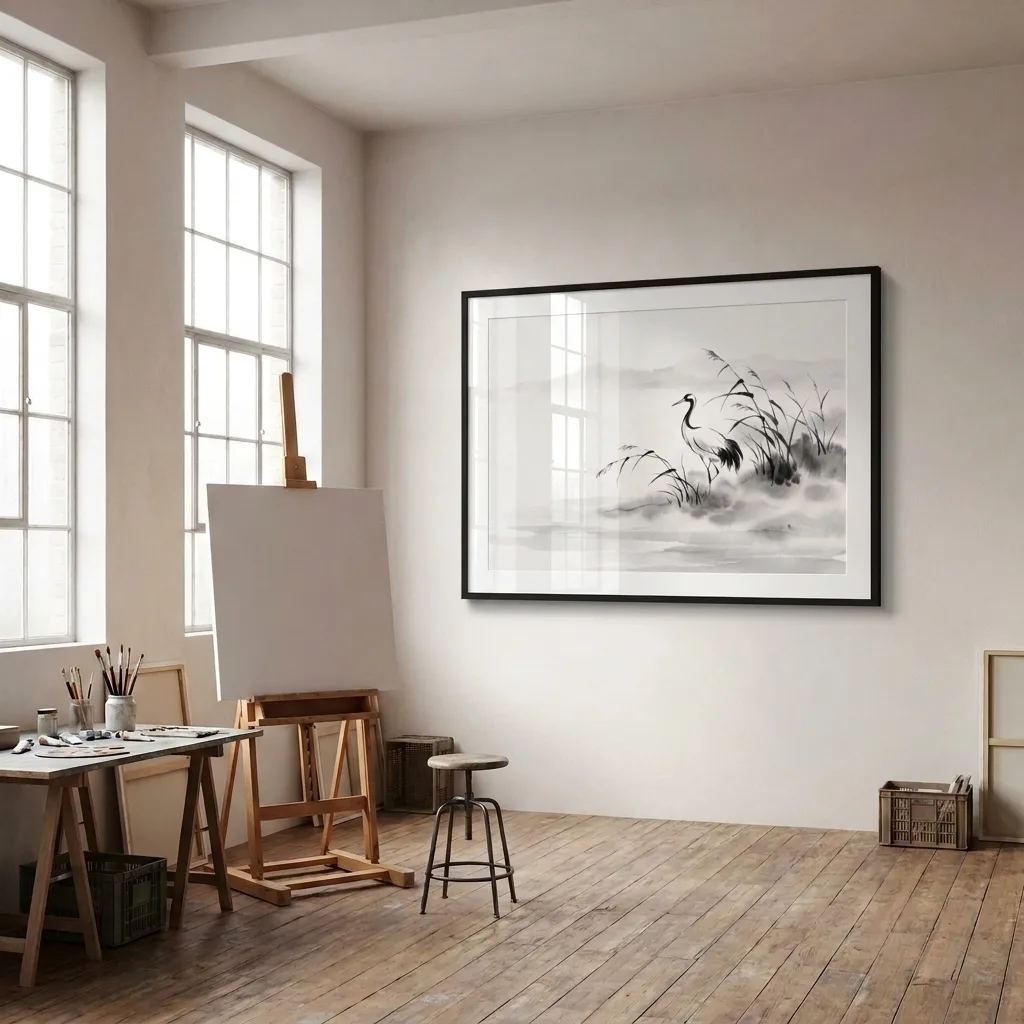 Kranich im Nebel stille — im Interieur