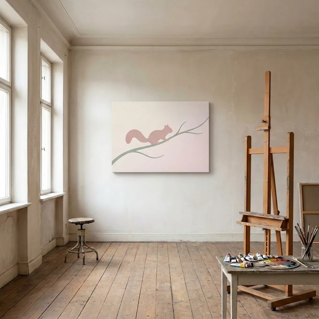 Pastel Squirrel — in a room