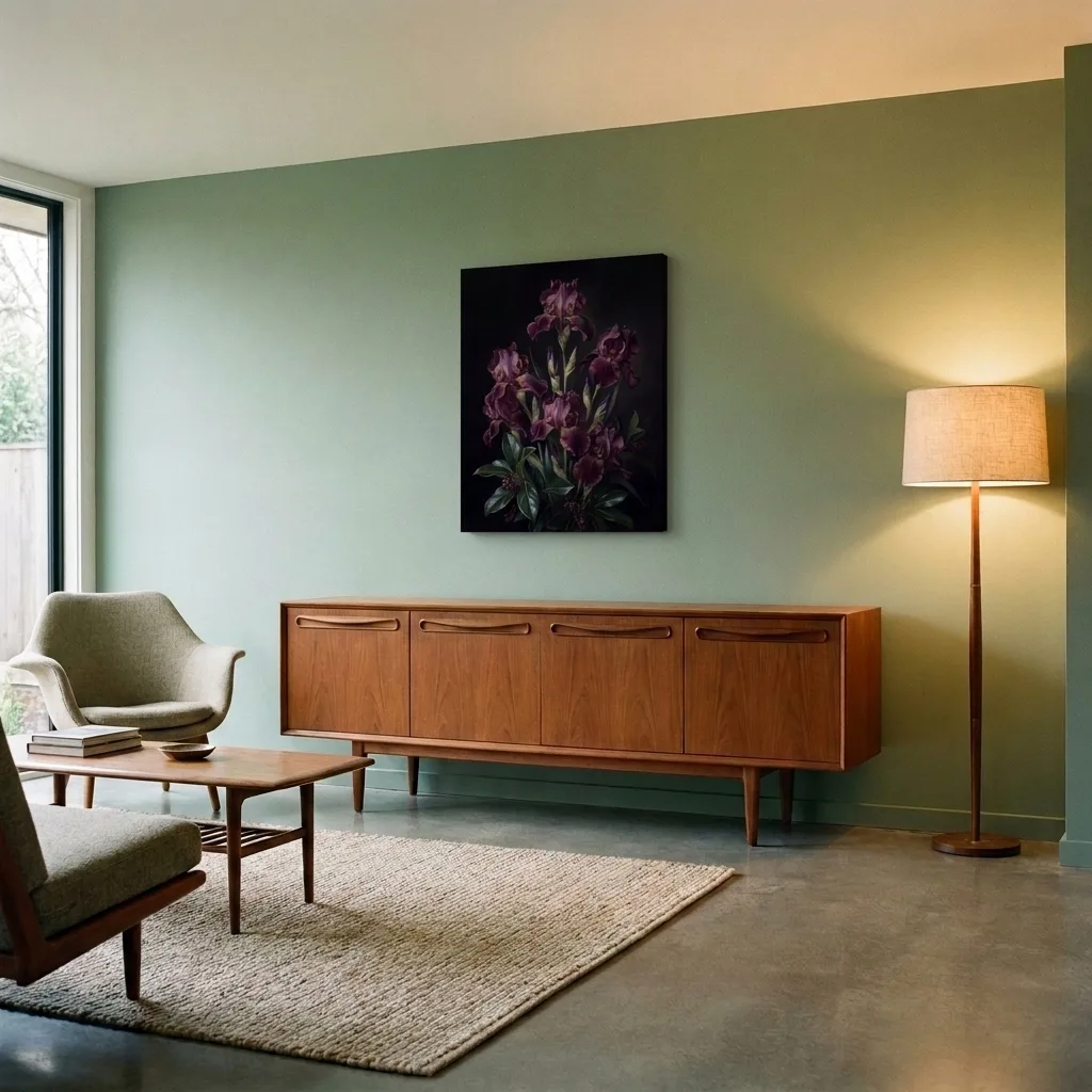 Samtige Schwertlilien — im Interieur