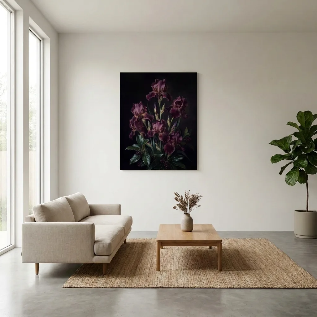 Samtige Schwertlilien — im Interieur