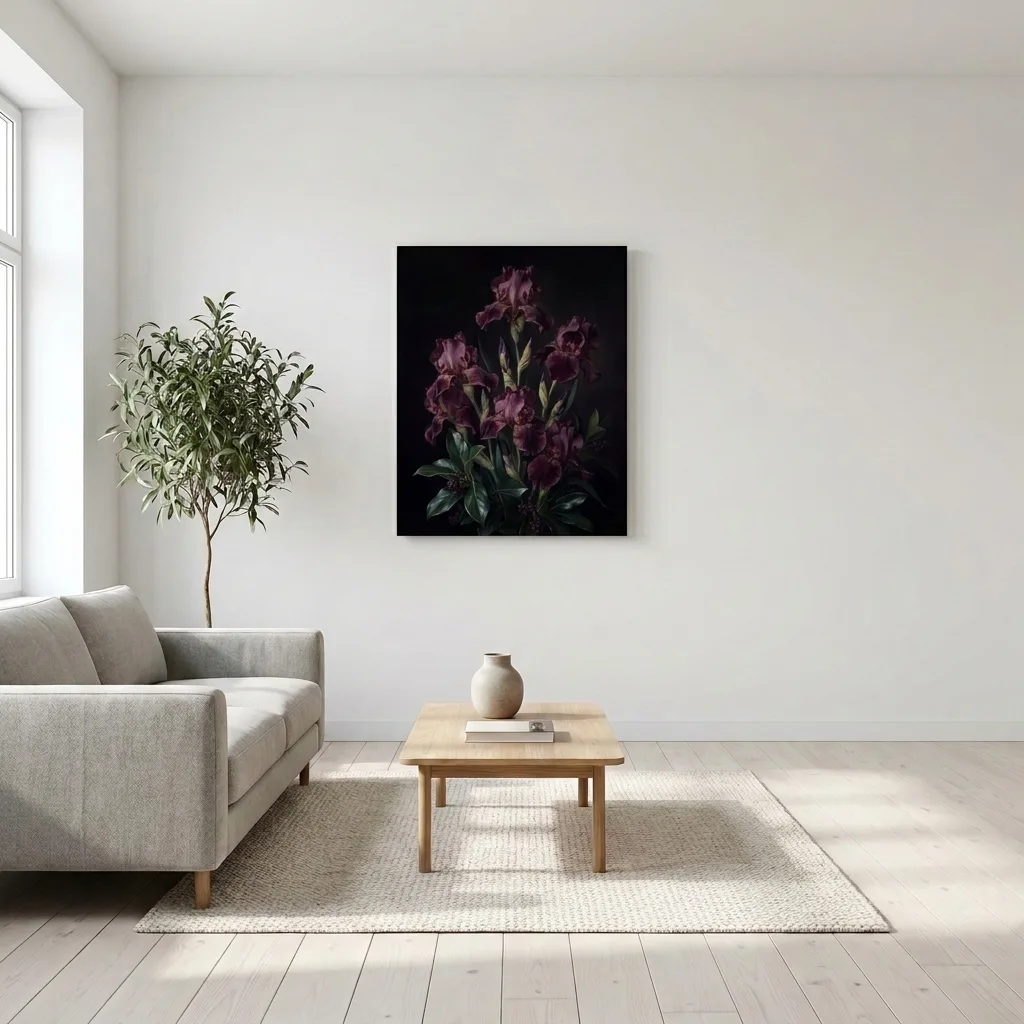 Samtige Schwertlilien — im Interieur