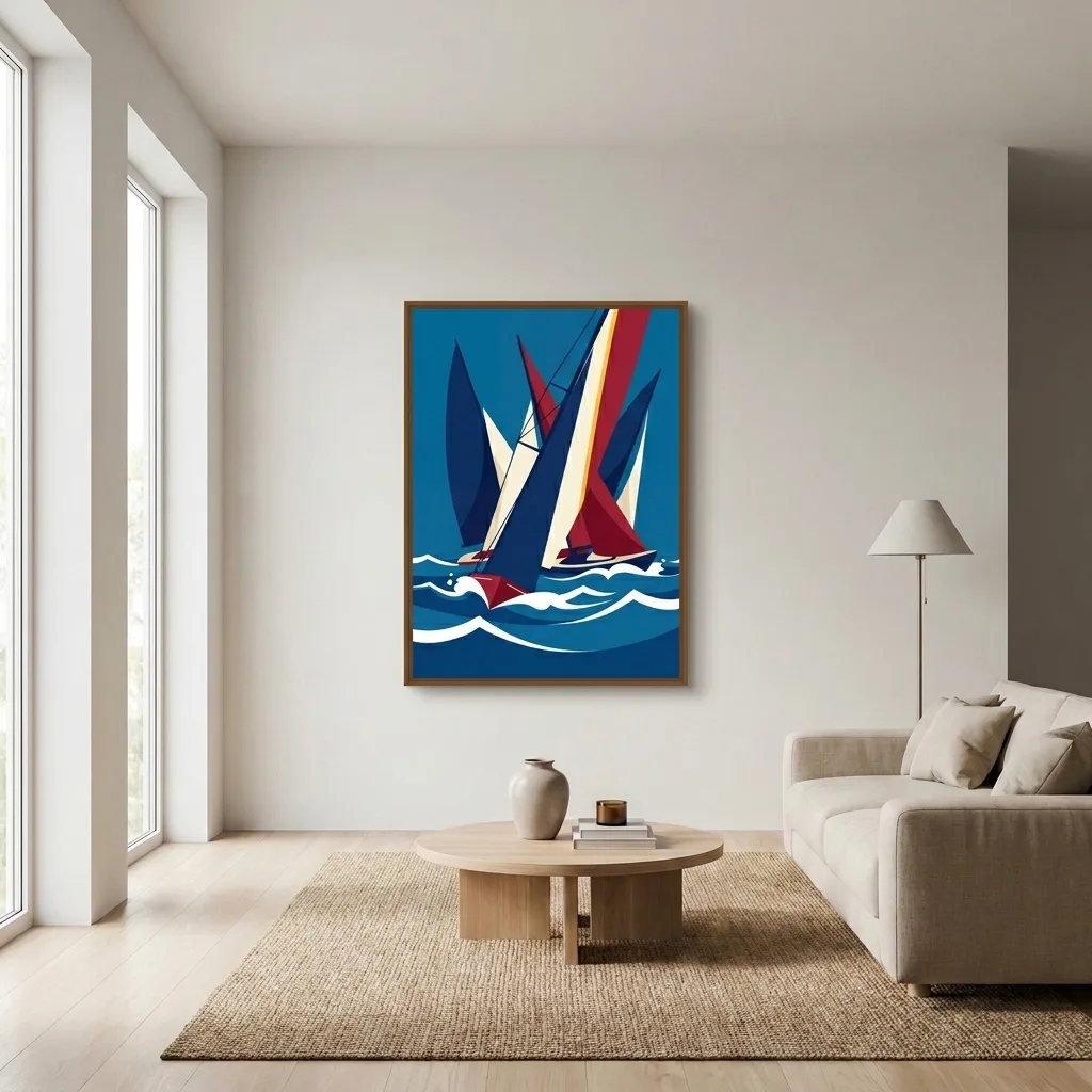 Regatta in Blau stille — im Interieur