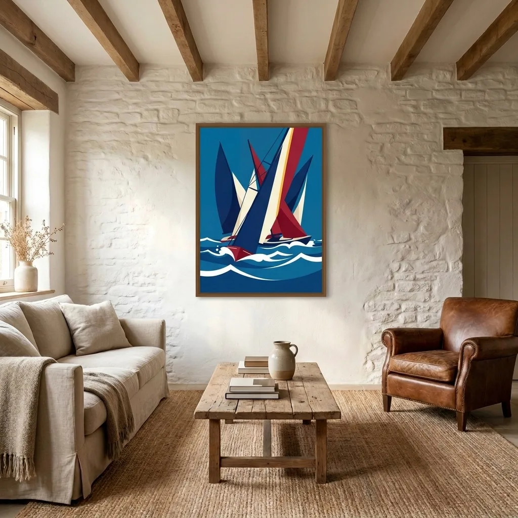 Regatta in Blau stille — im Interieur