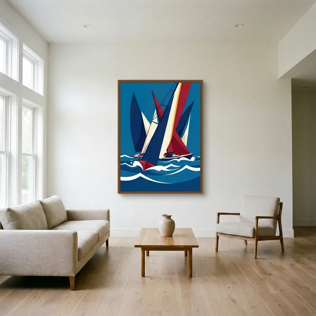 Regatta in Blau stille — im Interieur