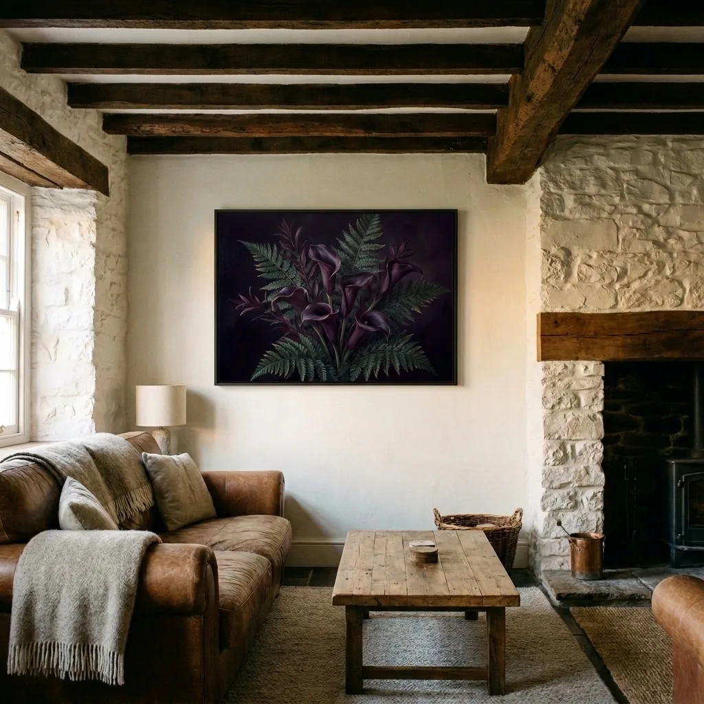 Nächtlicher Garten leinen — im Interieur