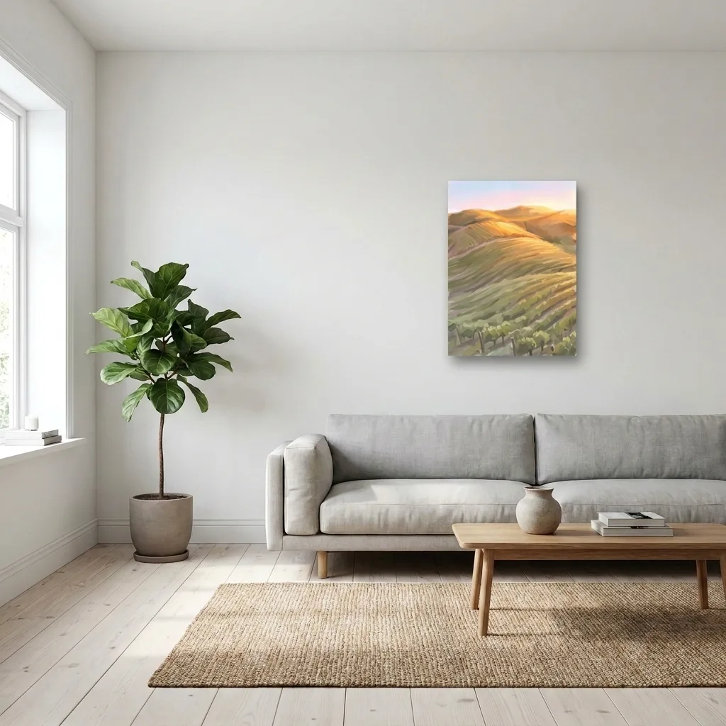 Golden hills field — in a room
