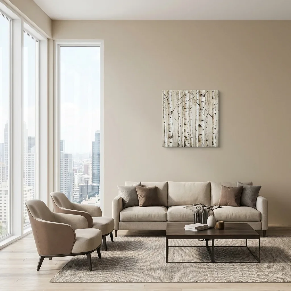Birches in White — in a room