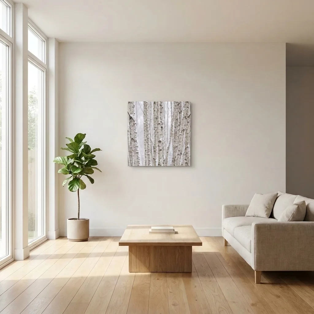 Birches in White — in a room