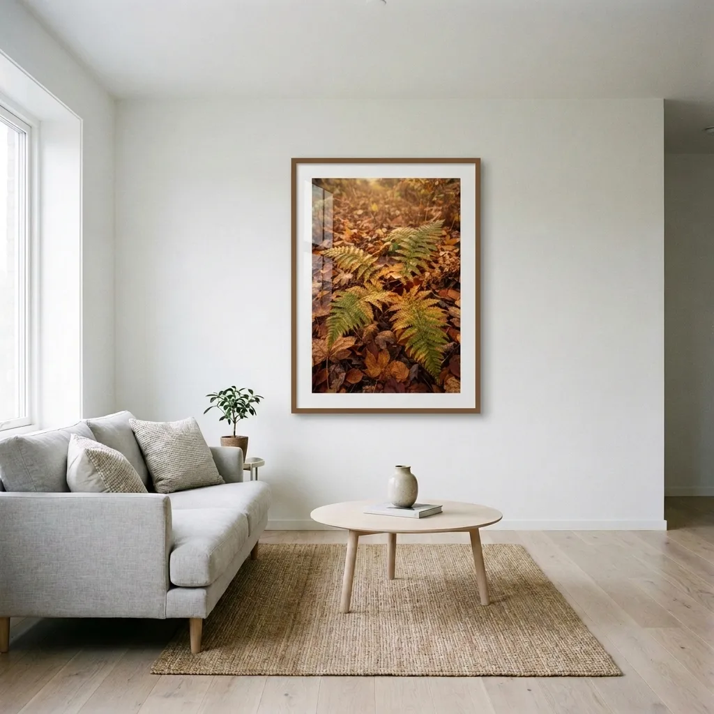 Golden fern — in a room