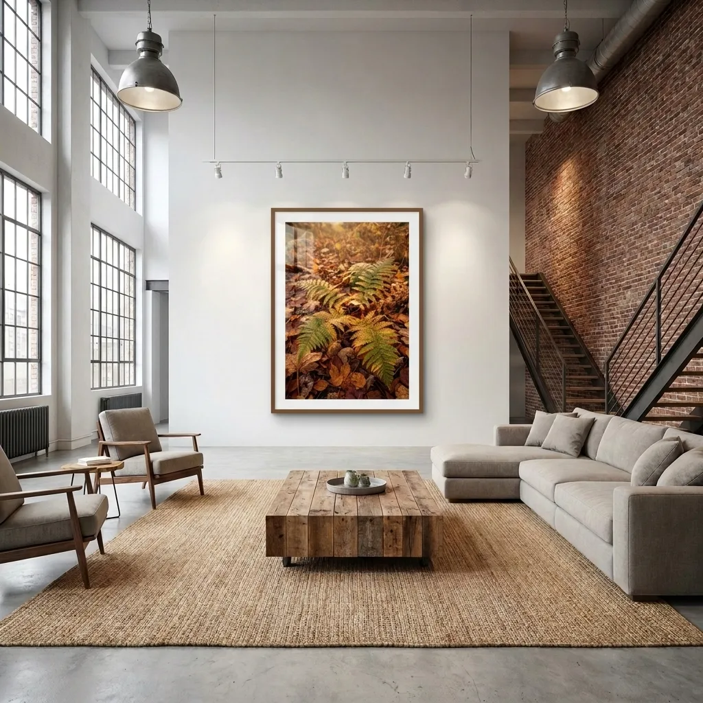 Golden fern — in a room