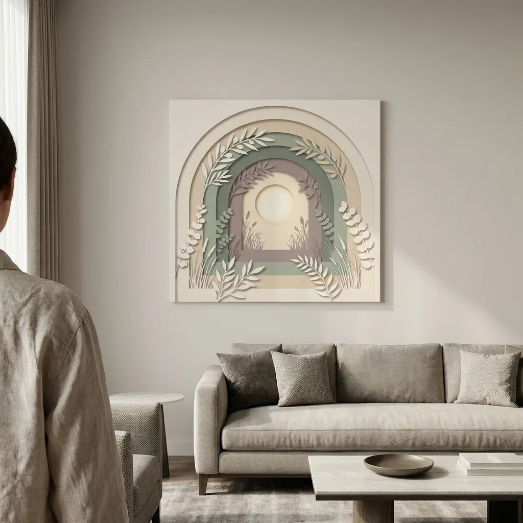 Salbeigrüne Bögen leinen — im Interieur