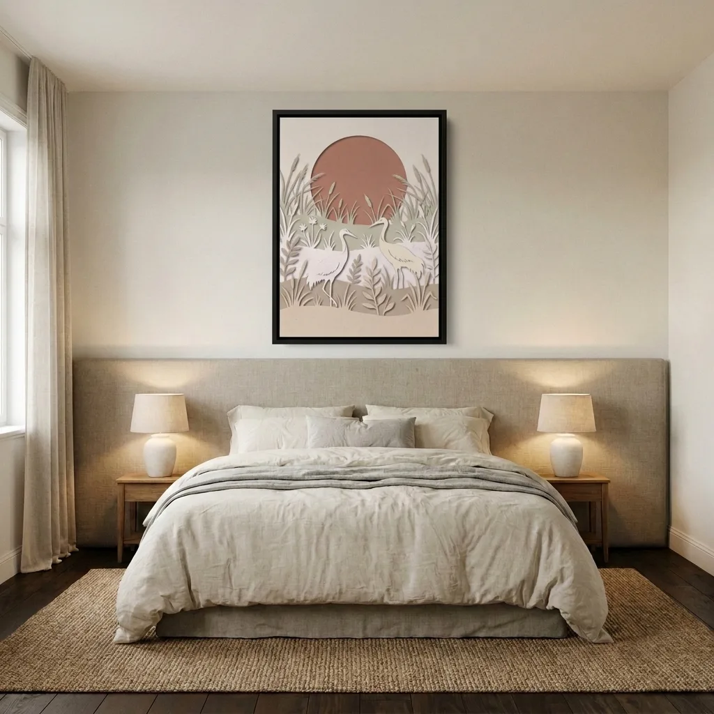 Kraniche im Morgengrauen — im Interieur