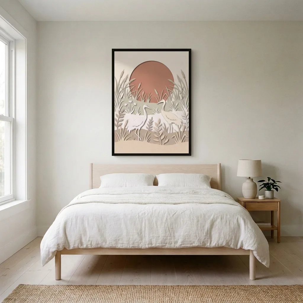 Kraniche im Morgengrauen — im Interieur