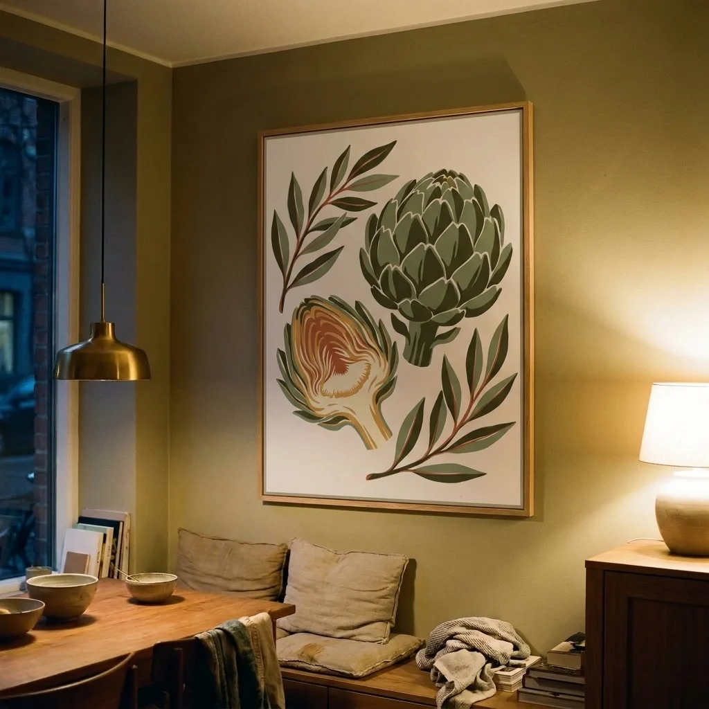 Olivgrüne Artischocke — im Interieur