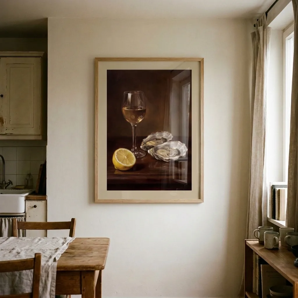Austern und Wein — im Interieur