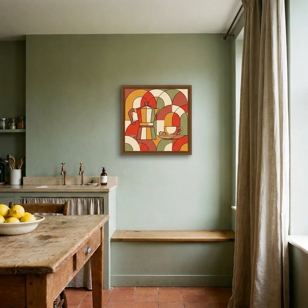 Morgendliche Espressokanne — im Interieur